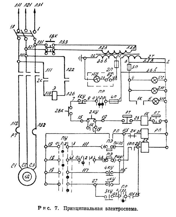 Схема електрична принципова гильотинных ножниц Н3121